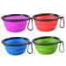 Moacc 4 pieces foldable silicone dog bowl foldable travel bowl bowl for dogs and cats spout -safe dog bowl with mountaineering buckle for water and feed (400ml blue green purple and red)