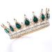 Yovic Baroque Wedding Crown Rhinestone Bridal Tiara - Gold+Green - Buy Online on GoSupps.com