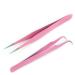 Stainless Steel False Eyelashes Applicator Clip - Pink Tweezers for Home Use - Buy Online on GoSupps.com