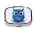 Blue owl(1 Printed Square Pill Box Portable Travelling Pill Box Medicine Organiser