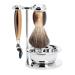M HLE VIVO Brown Horn Resin 4-Piece Pure Badger 5-Blade Razor Shaving Set