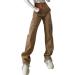 High Waist Baggy Cargo Pants | Teen Girls Women Fashion Lounge Trousers | Y2K E-Girl Streetwear Brown Medium - Buy Online on GoSupps.com