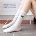 Akamas Women's Breathable Cotton Socks - 4 Pairs Black & White Funny Butterfly Embroidery Retro Tennis & Sports Socks (Sizes 35-41) - Buy Online on GoSupps.com