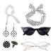 50s Accessories for Women Drop Earrings Headbands 1950s Outfi Set - Vintage Polka Dot Hair Bands with Chiffon Scarf Eye Glasses for Girls White One Size
