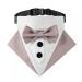 Mioyoow Formal Dog Bandana collar adjustable dog tuxedo wedding Bandana banging dog bib triangular scarf with fly D-ring for small medium-sized dogs L pink