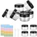 Plastic Cosmetic Jar 12 * 50ml Transparent & Visible Sample Container Jar Black Screw Cap Bottle with Sticker & Small Spoon Suitable for Cosmetic/cream/gel/paste/beads/mineral Items Etc. 12pcs Black 50ml - Buy Online on GoSupps.com