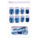 French Tip Press on Nails - Short Press On Nails with Nail Tips Blue gray French fake nails press on nails Acrylic False Nails Cute Artificial Nails - Buy Online on GoSupps.com