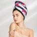 Super Absorbent Dark Blue & Pink Flamingos Microfiber Hair Towel Wrap for Long Curly Hair | Quick Dry Coral Velvet for Women - Buy Online on GoSupps.com