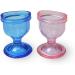 Set of 2 blue and pink colored eyewash cups for effective eye cleaning eye-shaped rim snug fit
