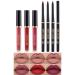 Lip Liner and Lipstick Set  3 Velvety Matte Liquid Lipsticks + 3 Matching Smooth Lip Liner Pens  One Step Lips Makeup Kits Rose Lip Stain for Black Women Waterproof Long Lasting 24 Hours (B)