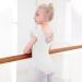 YgneeDom Girls Leotard Ruffle Short Sleeve Crisscross Back | Dance Gymnastics Ballet 3-12 Years 140 White - Buy Online on GoSupps.com