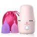 ROSA RUGOSA Menstrual Cup Steamer, Portable Menstrual Cup Wash Kit, Comes with Two Reusable Period Cup, High Temperature, Great Partner for Women Travel Pink+cup