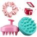 Scalp massage brush silicone scalp massager for peeling and head massage dandruff removal stimulates hair growth head massage brush for wet and dry hair (turquoise & pink)