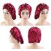Ladaypoa Satin Hair Hood 2-Piece Silky Sleeping Hat Set for Girls & Women | Extra Large Black & Red Satin Sleeping Caps - Buy Online on GoSupps.com