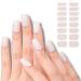 TBeautfave 16Pcs Semi Cured Gel Nail Strips Self Adhesive Gel Nail Stickers White Nail Wraps Gel Nail Strips Full Wraps Nail Art Stickers with Nail File & Stick-UV/LED Lamp Required Greywhite