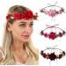 Colorful Velvet Rose Wreath - Perfect Headwear for Brides Bridesmaids & Holidays | HH72-1 Red - Buy Online on GoSupps.com