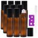 10Pcs 10ml Essential Oils Roller Bottles Glass Roll on Bottles with Stainless Steel Roller Balls Perfect for Fragrance Aromatherapy by Avatrolla (Included 1 Bottle Opener and 1 Dropper) Amber 10ML