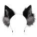ZFKJERS Furry Fox Wolf Cat Ears Headwear Women Men Cosplay Costume Party Cute Head Accessories for Halloween (Grey Black)
