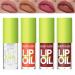 NICEFACE 4 Colors Moisturizing Hydrating Lip Oil Glow Set  Shiny Transparent Lip Gloss Plumping  Long-Lasting No-Sticky Tinted Lip Oil for Lip Care 101+103+105+107