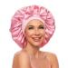 Satin Bonnet Silk Bonnet with Tie Band Jumbo Sleeping Silk Bonnet with Elastic Wide Band Wig Edge Wrap Bonnet Satin Sleep Cap for Woman Curly Braid Hair Pink