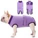 Convinite recovery suit for dogs dogbody after op castration breathable wound protection suits for male/bitches dogs attached one -divider of push buttons alternative sore crane purple s s purple