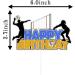 Volleyball Theme HAPPY BIRTHDAY Cake Topper Sport Theme Birthday Anniversary Party Cake Decoration Volleyball Player Sports Sign Cake Decor Blue yellow Print Silver Glitter Edge - Buy Online on GoSupps.com