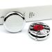 Decorative Round Pill Box - Black White Stripes & Red Rose - 3 Compartment Metal Pill Organizer for Travel - Buy Online on GoSupps.com