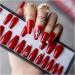Christmas Reindeer Fake Nail Patches - Hand Painted Red 3D Acrylic Crystal Tips - Buy Online on GoSupps.com