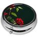Red Roses Round Pill Box | 3 Compartment Mini Decorative Travel Organizer for Vitamins & Medications - Buy Online on GoSupps.com