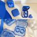 Buy Portable Contact Lens Case - Pack of 2 Blue Scrub with Mirror Leak-Proof Travel Essentials with Tweezers & Solution Bottle - Buy Online on GoSupps.com