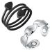 MagEnergy 2PCS Copper Ring for Women Pure Copper Magnetic Rings Adjustable Thumb Fingers Ring with Jewelry Gift Box (Black+leaf)