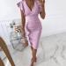 Briskorry V-Neck Floral Lighter Business Dresses for Ladies | Elegant Summer Festival Dresses with Ruffled Hems - Buy Online on GoSupps.com