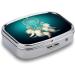 White Dream Catcher Pill Box - 2 Compartment Decorative Metal Pill Organizer for Travel | Portable Feather Print Medicine Case - Buy Online on GoSupps.com