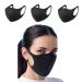Pack of 3 Face Cover Unisex Black Washable Dust Cotton Mouth Cover Reusable Cotton Fabric Face Mask