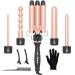 Obvhnua 5 in 1 curling iron 3 barrels of wave iron 9-32mm ceramic curly winder 80-230 C adjustable temperature fast heating 60 min automatic shutdown with glove comb and 2 clips champagne gold 03
