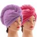 2 Pack Microfiber Hair Towel Wrap Quick Dry Hair Hat Anti-frizz Fasten Head Turban with Button for Long Thick & Curly Hair Super Absorbent Soft - (Purple & Red) 2 Pack Purple & Red
