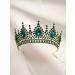 SweetV Baroque Crystal Queen Crown - Wedding Tiara for Bride, Prom, Halloween, Birthday Party - Green - Buy Online on GoSupps.com