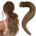 Easyouth Wrap Around Ponytail Hair Extensions Brown Balayage Ponytail Human Hair Ombre Brown to Blonde Ponytail Extensions Real Hair 12 Inch 70g 30 cm/12" 4-Pony #4/27/4