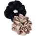 Kitsch Satin Hair Scrunchies for Women - Softer Than Silk Scrunchies for Hair | Satin Scrunchies for Girls & Stylish Satin Hair Ties for Women | Cute Satin Hair Scrunchie for Styling, 2 pc (Black/Gold)