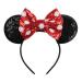 Mouse Ears Headbands with Bow and Sequins,Party Cosplay Costume for Girls or Women Black A-black