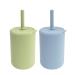 DF DUALFERV 2 Pcs Silicone Sippy Cup  Silicone Straw Cups for Toddlers  Baby Straw Cup  Silicone Sippy Cups for Baby 6 Months (Blue  Green)