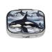 Killer Whale Printing 2 Compartment Small Pill Case Cute Small Pill Box Purse Pill Boxs Travel Pill Organizer for Pocket Purse and Travel Gifts