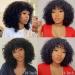 Short Curly Human Hair Wig with Bangs for Black Women - Brazilian Remy, 200 Density, 14 Inch Natural Color - Buy Online on GoSupps.com