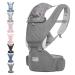 Baby Carrier, 6-in-1 Baby Carrier Newborn to Toddler, Baby Carrier with Hip Seat Lumbar Support 7-41 lbs, Baby Soft Carrier for All Seasons & Positions, Adjustable Size for Shopping Hiking Travelling light grey