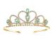Lovelyshop Green Gems Rhinestone Gold Tiara for Little Kid Big Kid Prom Birthday Princess Crown green-gold