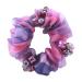 Elegant Bling Boho Lace Fabric Crystal Beads Hair Ties Hair Ropes Hair Scrunchies Elastics Ponytail Holders Hair Jewelry Hair Wrist Ties Bands Scrunchies Hair Accessory for Show Gym Dance Party for Girl Women (Purple)
