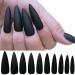 LoveOurHome 100pc Stiletto Press on Nails Matte Artificial False Nails Full Cover Acrylic Nail Tips Manicure Design Decor for Women Girls Salon Home DIY (Black)