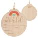 Ouligay milestone cards Baby wood Hello World Baby Sign Milk Cards Baby Announcement Sign Double -Born wood baby milestone cards for hospital babyparty