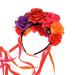 Floral Fall Day of the Dead Flower Crown Headband Rose Mexican Headpiece (Red Purple) - Buy Online on GoSupps.com