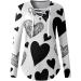 Womens Valentines Day Heart Print Long Sleeve Top | Drawstring V Neck Blouse | Loose Fit Casual Shirt | X-Large White - Buy Online on GoSupps.com